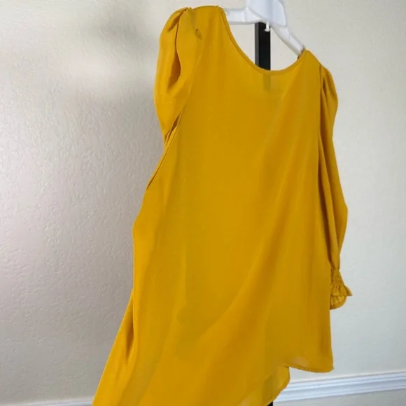 Womens Plus Size Chic Mustard Yellow
Dainty Modest Blouse Feminine Ruched
Office - Picture 7 of 9
